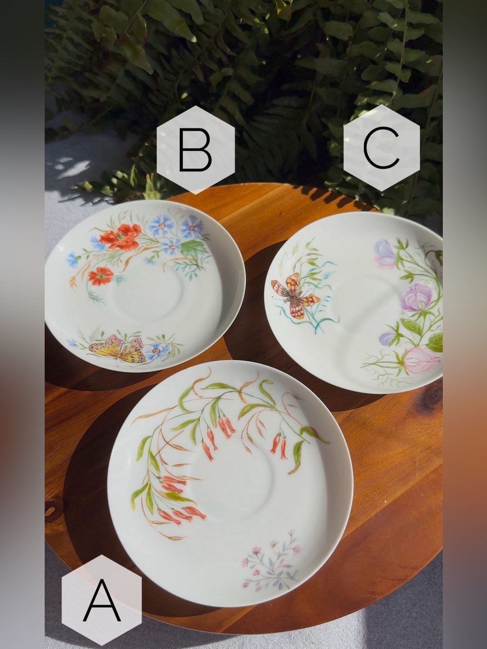 Antique CFH Limoges Porcelain Floral Saucers, French China